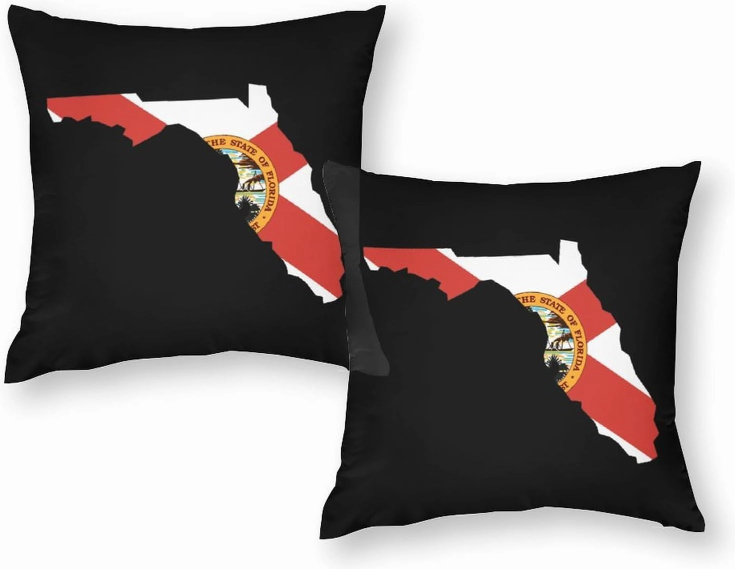 Florida State Flag Map Funny 2 Pack Sofa Throw Pillow Covers Square Cases Soft Pillowcases for Indoor Outdoor 20"x20"