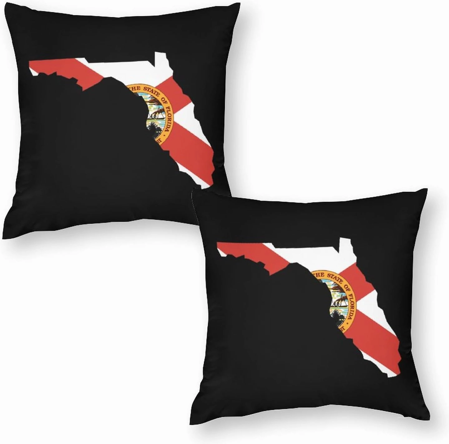 Florida State Flag Map Funny 2 Pack Sofa Throw Pillow Covers Square Cases Soft Pillowcases for Indoor Outdoor 20"x20"