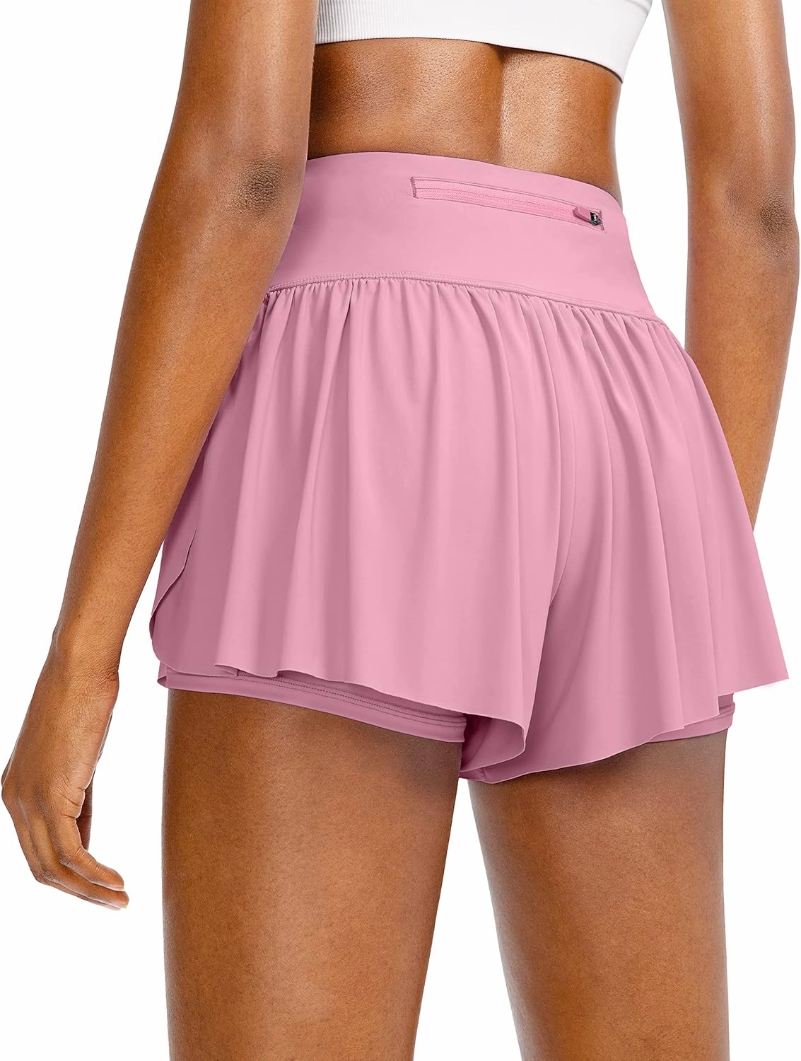 Flowy Running Shorts for Women with 4 Pockets 2 in 1 High Waisted Women's Butterfly Workout Athletic Tennis Skirt Shorts