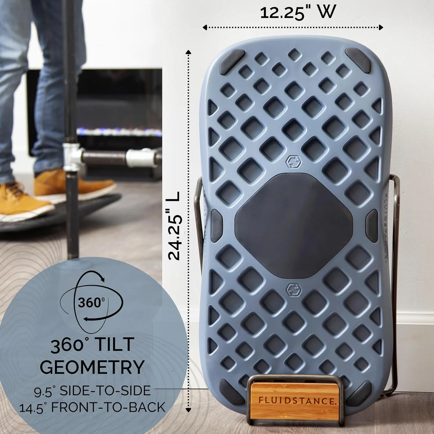 FluidStance Plane Standing Desk Balance Board - 360 Degree Rocker for Fatigue and Exercise - Sustainably Made, Anti-Slip Wobble Board - Premium Desk Accessories