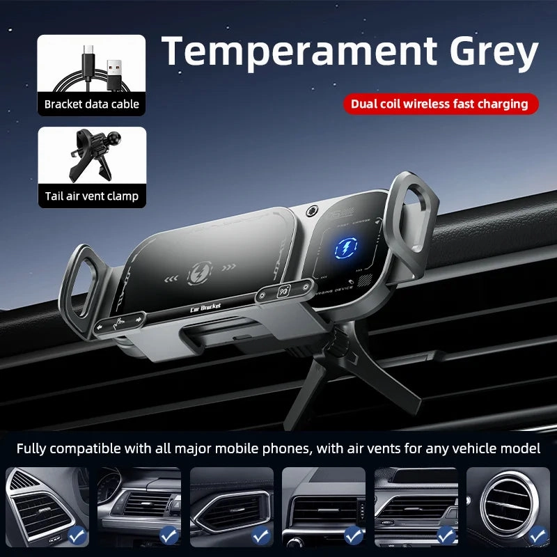 Fold Screen Car Wireless Charger Dual Coil Mount 15W Fast Car Charging for Samsung Galaxy S23 S22 S21 Z Fold Flip 5 4 3