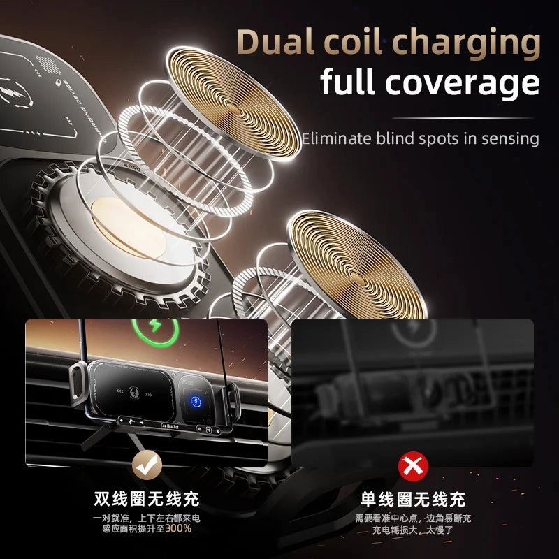 Fold Screen Car Wireless Charger Dual Coil Mount 15W Fast Car Charging for Samsung Galaxy S23 S22 S21 Z Fold Flip 5 4 3