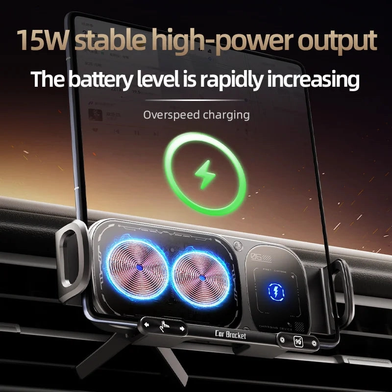 Fold Screen Car Wireless Charger Dual Coil Mount 15W Fast Car Charging for Samsung Galaxy S23 S22 S21 Z Fold Flip 5 4 3