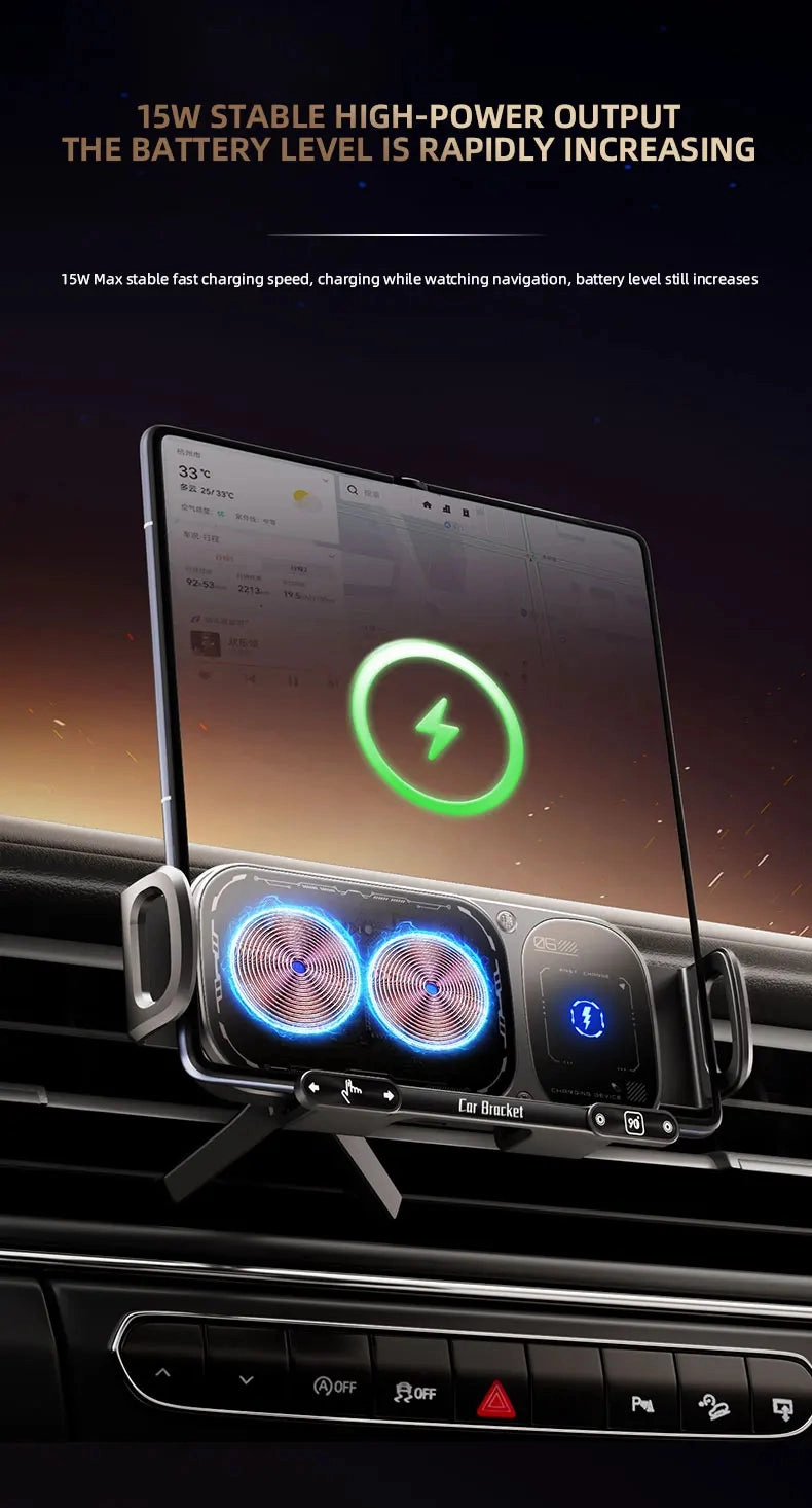 Fold Screen Car Wireless Charger Dual Coil Mount 15W Fast Car Charging for Samsung Galaxy S23 S22 S21 Z Fold Flip 5 4 3