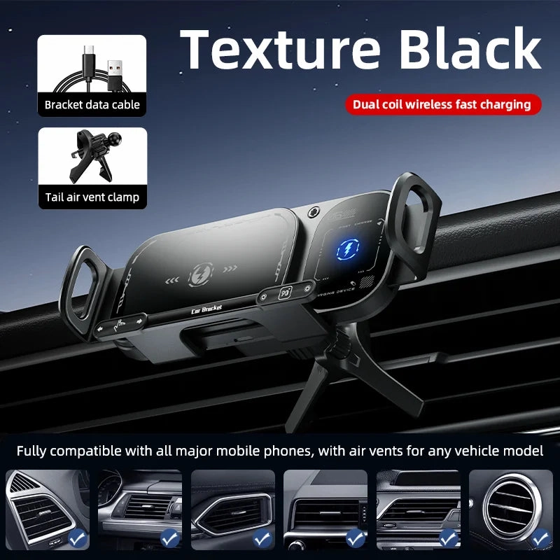 Fold Screen Car Wireless Charger Dual Coil Mount 15W Fast Car Charging for Samsung Galaxy S23 S22 S21 Z Fold Flip 5 4 3