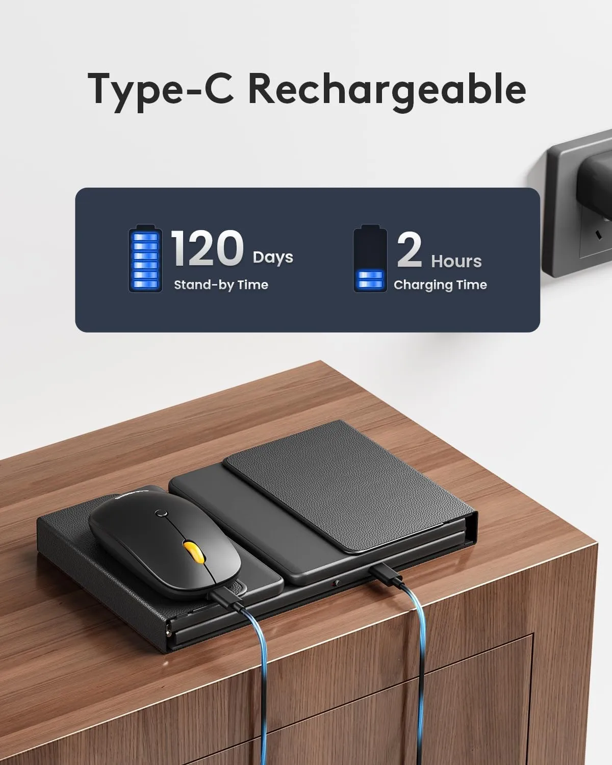 Foldable Keyboard and Mouse, Samsers Folding Bluetooth Keyboard Combo, 2.4G   BT5.0 x 2, Full-Size Portable Travel Keyboard & USB-C Rechargeable Wireless Mouse for iOS Android Windows Mac OS