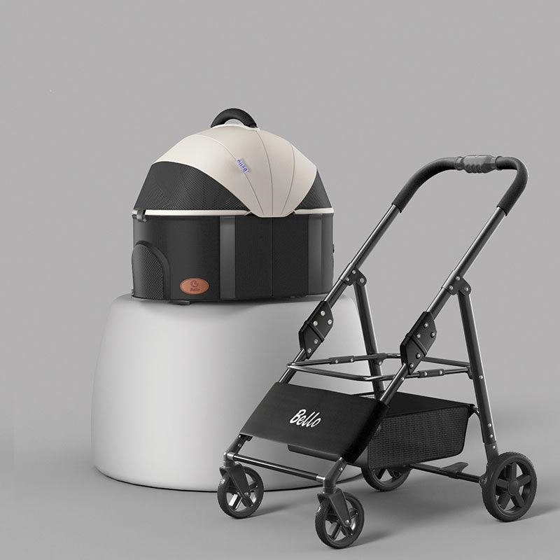 Foldable Cat Stroller with Wheels Pet Travel Carrier