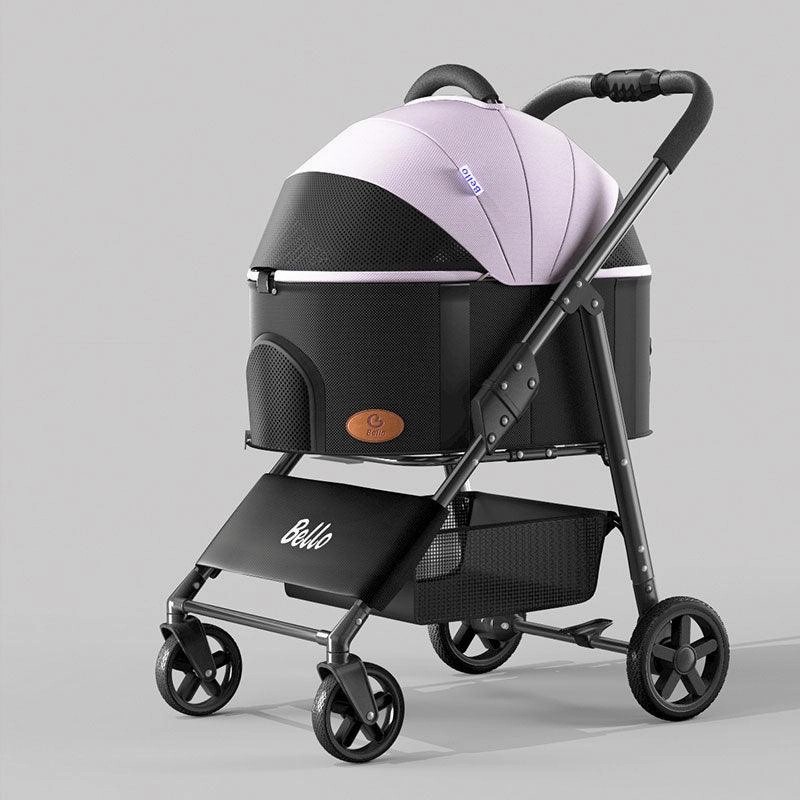 Foldable Cat Stroller with Wheels Pet Travel Carrier