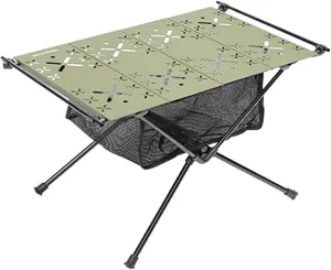Folding Camping Table, Aluminum Alloy Lightweight Picnic Backpacking Table, Outdoor Camping Table for Picnic, Camping, BBQ, Party, Backyard, Beach (Army Green)