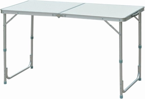 Folding Table Lightweight Aluminum Frame Sturdy MDF Board Splash Resistant Easy Clean Portable Compact for Camping Picnics BBQ Buffet Get-Togethers Small Parties