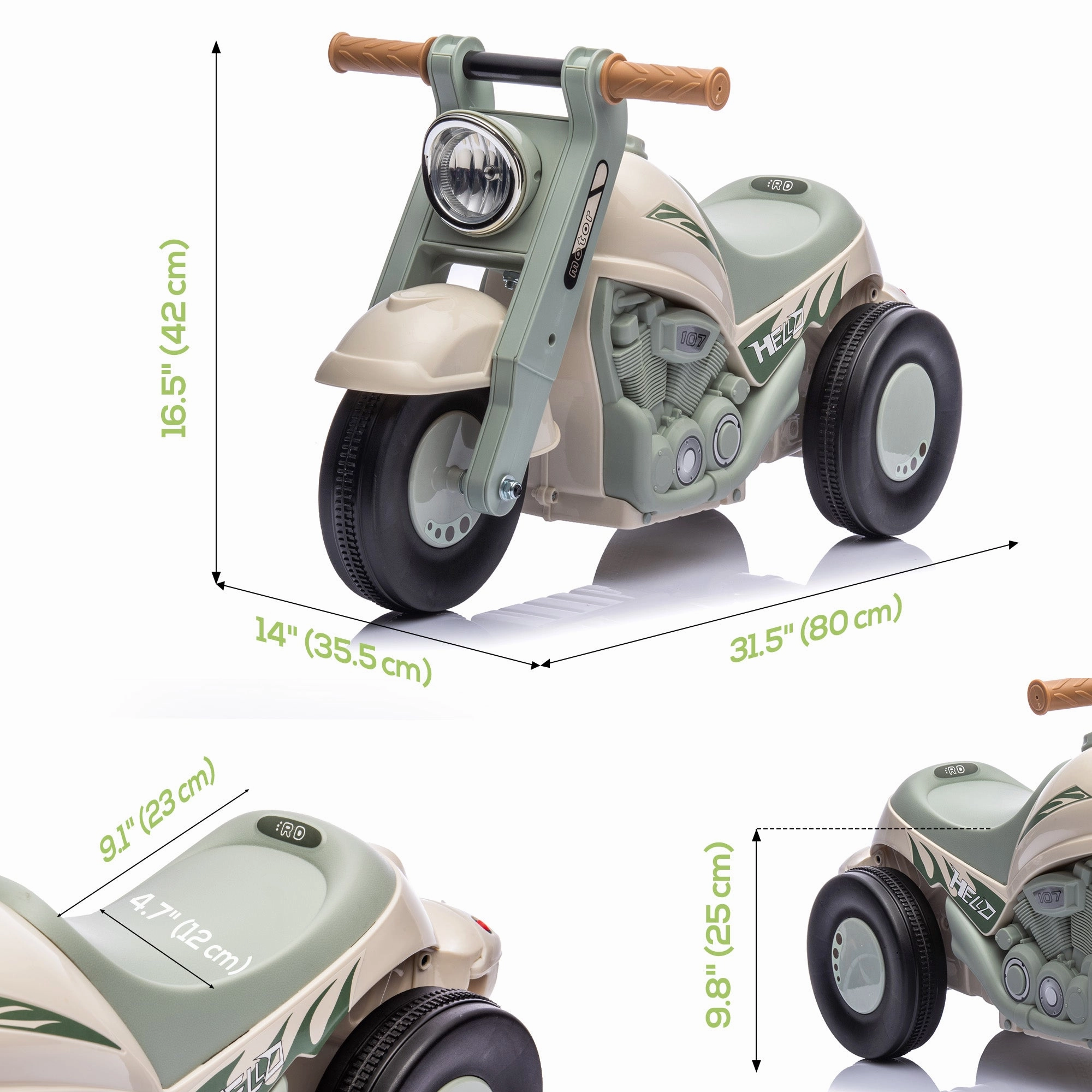 Foot to Floor Toddler Ride on Toy, Sliding Toddler Car with Music and Bubble, for 2-5 Years Old, Cream White