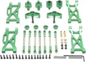 for WLtoys 104001 Metal Kit Rear Wheel Cup C-seat Front Steering Cup Pull Rod for Swing Arm RC Car Spare Parts Upgrade Parts Replacement RC Car DIY Parts(Green)