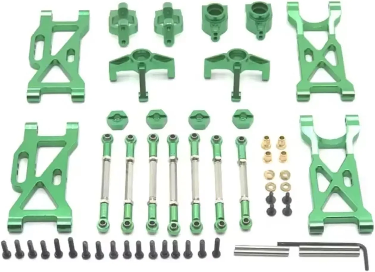 for WLtoys 104001 Metal Kit Rear Wheel Cup C-seat Front Steering Cup Pull Rod for Swing Arm RC Car Spare Parts Upgrade Parts Replacement RC Car DIY Parts(Green)