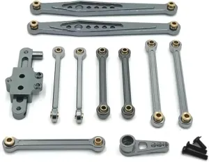for Wltoys 124006 12423 12427 12428 1/12 Metal Upgrade Parts Kit Steering Assembly Link Rod Servo Arm RC Car Accessories Parts Replacement Use RC Car DIY Parts(Gray)
