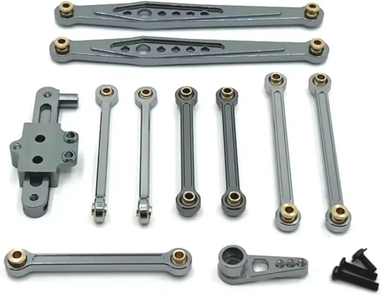 for Wltoys 124006 12423 12427 12428 1/12 Metal Upgrade Parts Kit Steering Assembly Link Rod Servo Arm RC Car Accessories Parts Replacement Use RC Car DIY Parts(Gray)