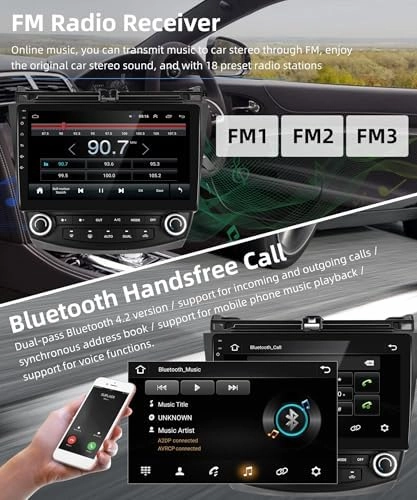 for Honda Accord 2003-2007 Android Car Radio Stereo 10.1 inch Capacitive HD Touch Screen Mirror Link GPS Navigation Head Unit with WiFi Bluetooth USB FM Car Audio Steering Wheel Controls