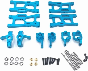for Wltoys 144001 124008 124016 124017 124019 Metal Suspension Arms Steering Cup Hub Carriers Set Upgrade Parts Replacement RC Car DIY Parts(Blue)