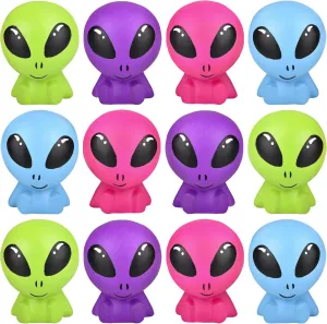 Forest & Twelfth Set of 12 Squishy Alien Toy Figures, 3.25" Mini Alien Action Figure Toys, Perfect Alien Toys for Kids for Alien Party Decorations, Party Favors, Alien Decorations