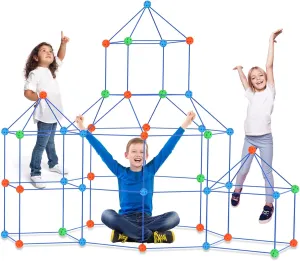 Fort Building Kit for Kids,155 Pcs Construction STEM Toys Indoor Outdoor, Educational Learning Gift for 3 4 5 6 7 8  Years Old Boys and Girls, Ultimate Creative Set for DIY Castles Tunnels Play Tent