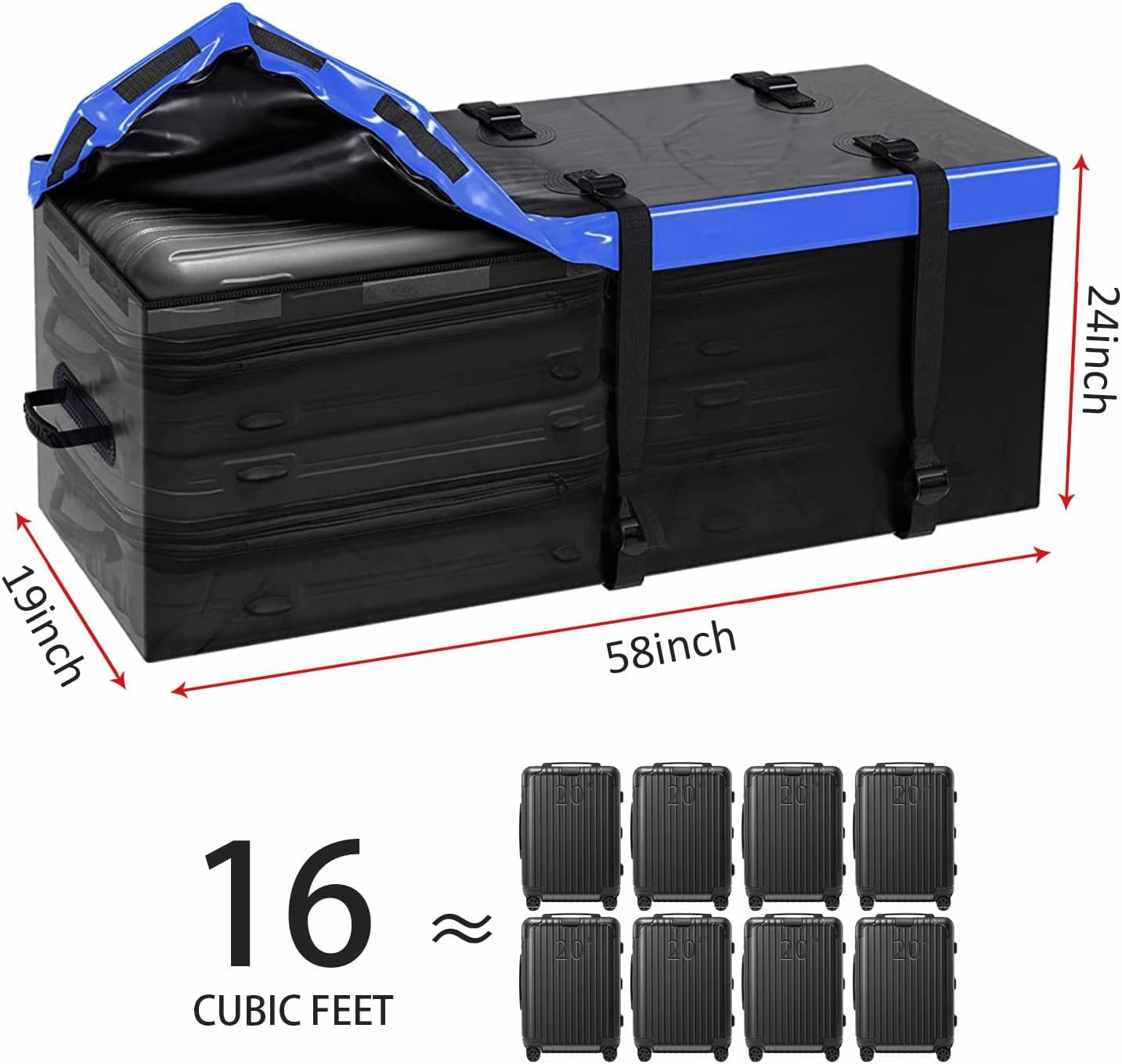 FORWODE 60" x 20" x 6" Folding Hitch Mount Cargo Carrier, 500 lbs Capacity Trailer Hitch Cargo Basket with Waterproof Bag and Net, Hitch Rack for 2" Receiver Car, SUV & Truck