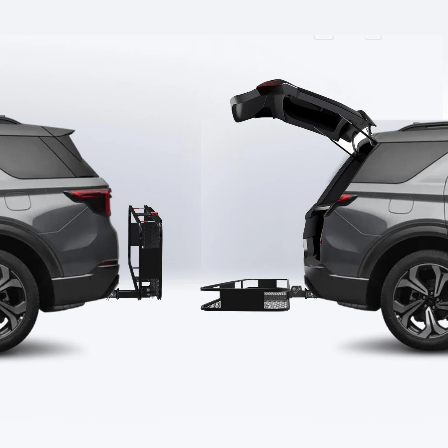 FORWODE 60" x 20" x 6" Folding Hitch Mount Cargo Carrier, 500 lbs Capacity Trailer Hitch Cargo Basket with Waterproof Bag and Net, Hitch Rack for 2" Receiver Car, SUV & Truck