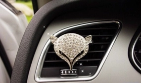 Fox Vent Clips, Crystal Bow-Knot Car Diffuser Vent Clip Rhinestone Bow Car Accessories for Air Fresheners Car Interior Decor Crystal Car Decoration for Women(Silver)