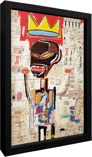 Framed Basquiat Wall Art, Basquiat Poster Jean Michel Basquiat Dinosaur King Animals Colorful Graffiti Canvas for Bedroom Living Room Decor Office(Type3,16x24in)