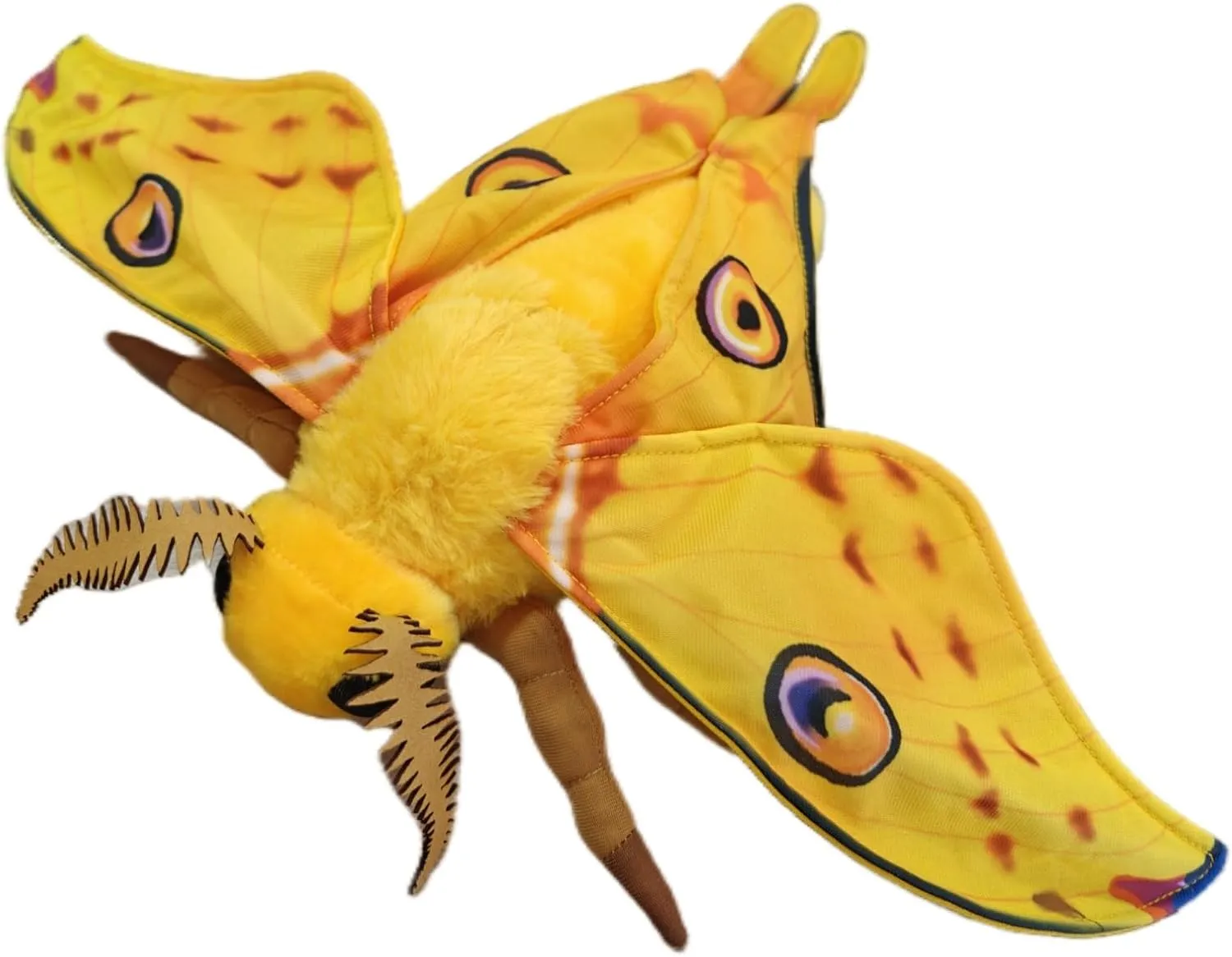 FRANKIEZHOU Simulation Luna Moth Stuffed Animal - Yellow 15 Inch,Long-Tailed Silk Moth Plush Toy, Soft Moth Stuffed Toy for Kids, Baby Gifts,Home Decor, Cuddle Toy