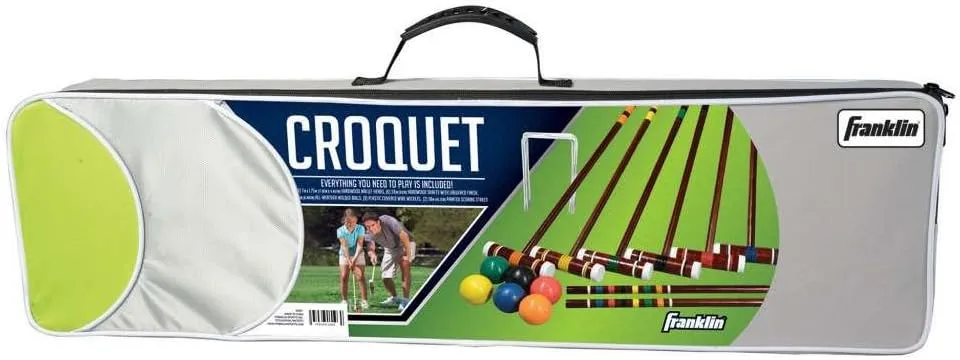Franklin Sports Croquet Set - Intermediate Croquet Set with Mallets, Balls   Wickets - Family Outdoor   Lawn Game with Stand - Adult   Kids Set - 6 Players
