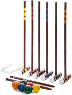 Franklin Sports Croquet Set - Intermediate Croquet Set with Mallets, Balls   Wickets - Family Outdoor   Lawn Game with Stand - Adult   Kids Set - 6 Players