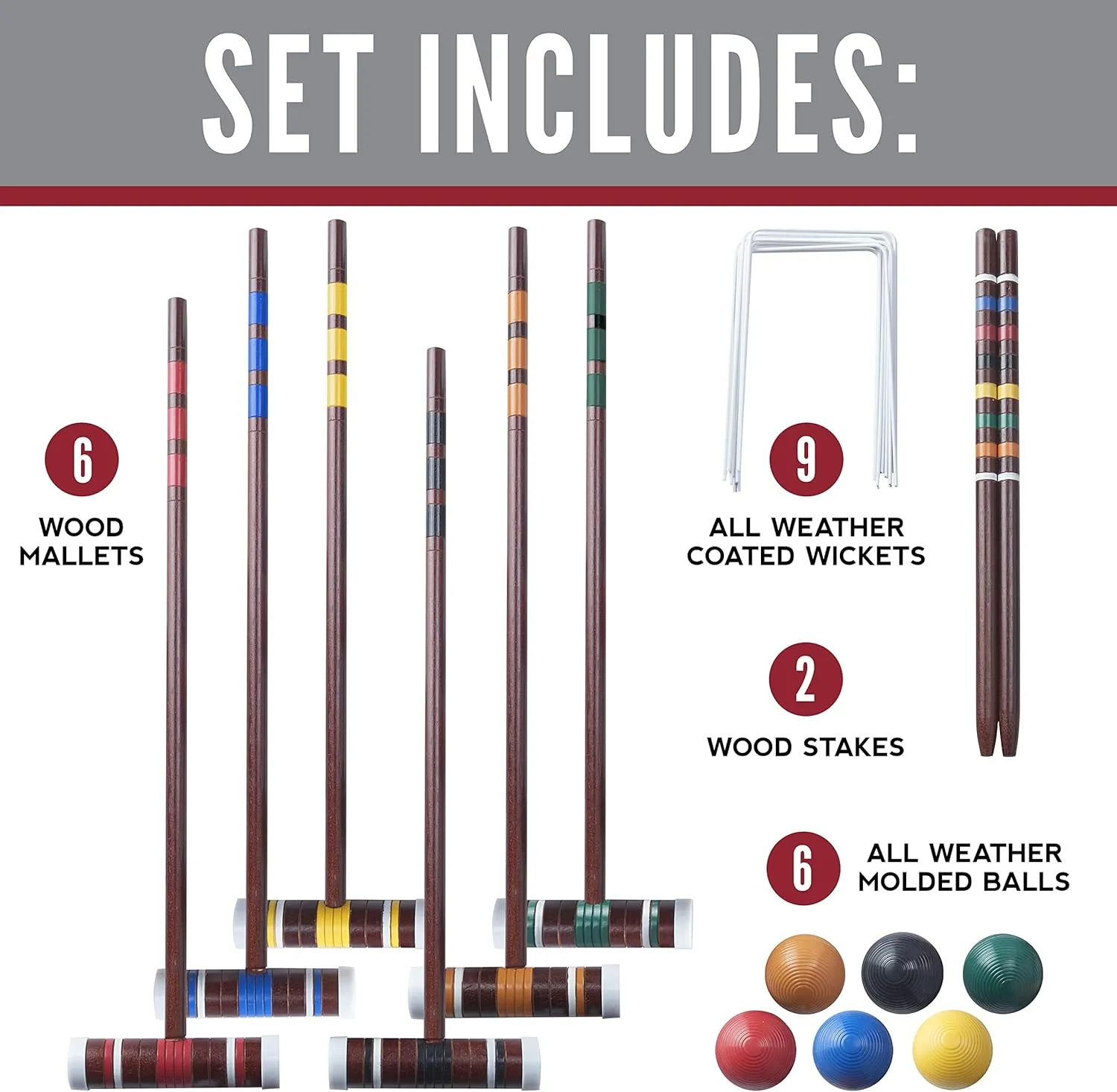 Franklin Sports Croquet Set - Intermediate Croquet Set with Mallets, Balls   Wickets - Family Outdoor   Lawn Game with Stand - Adult   Kids Set - 6 Players