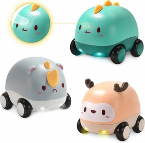 Friction Powered Cars With Lights And Music Cartoon Animal Push And Go Car Toy