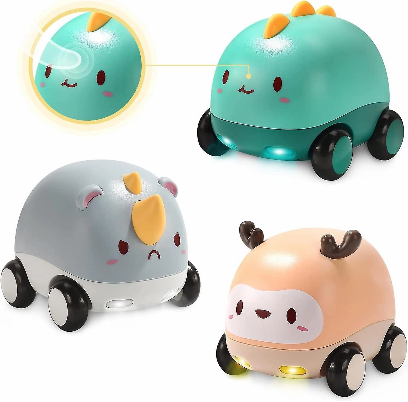 Friction Powered Cars With Lights And Music Cartoon Animal Push And Go Car Toy