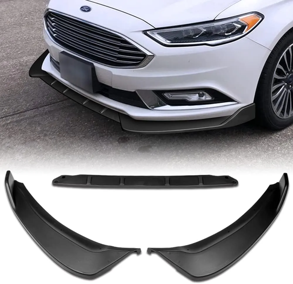 Front Bumper Lip fit for Compatible with 2017-2018 Ford Fusion/Mondeo, Front Bumper Lip Spoiler Air Chin Body Kit Splitter Unpainted Matt Black, (Sport-Style)