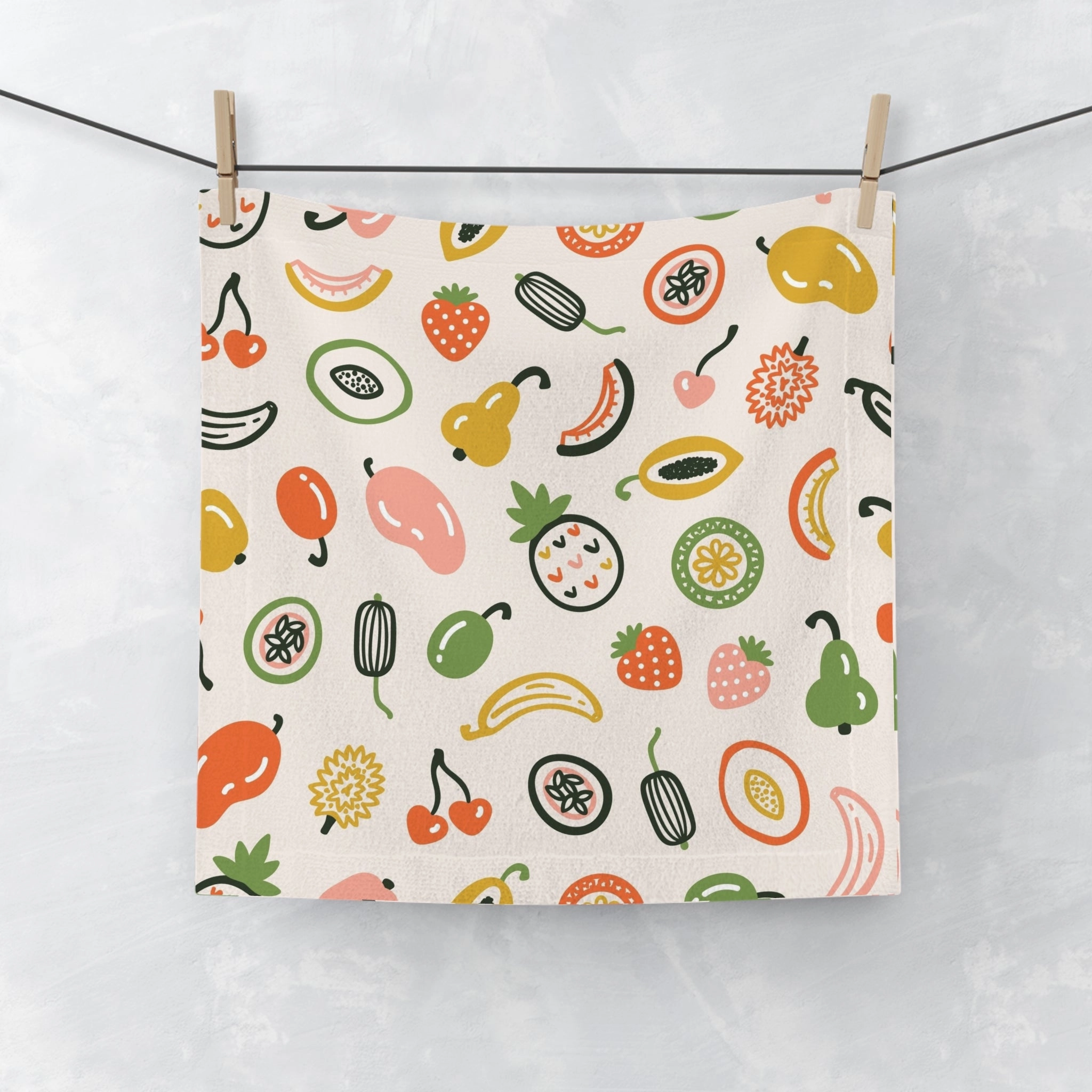 Fruit Pattern Face Towel - Fun & Colorful Kitchen Essential