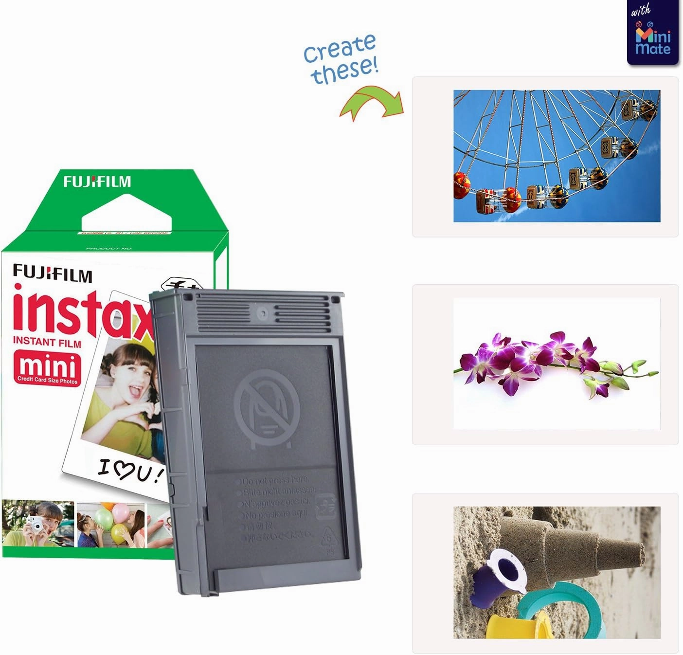 Fujifilm Instax Mini 12 Instant Camera   MiniMate Accessory Bundle & Compatible Custom Case   Fuji Instax Film Value Pack (50 Sheets) Flamingo Designer Photo Album (Mint Green)