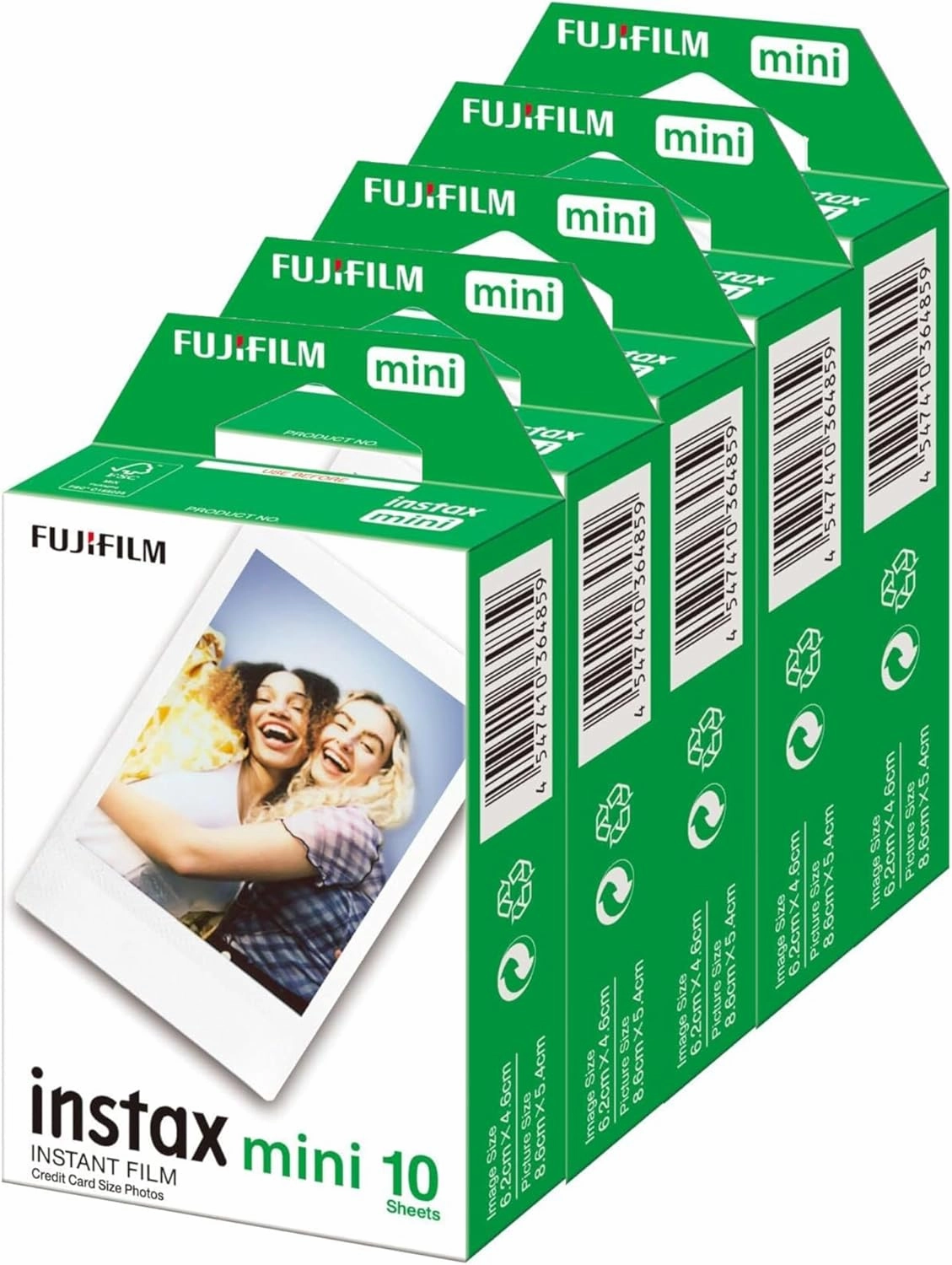 Fujifilm Instax Mini Instant Film, 10 Sheets×5 Pack(Total 50 Shoots)