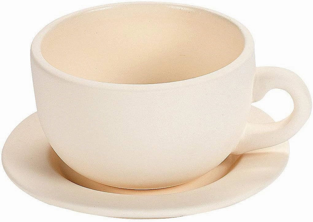 Fun Express DIY Teacup Planter with Saucer - Makes 6 - Ceramic Crafts and Kids Do it Yourself Projects