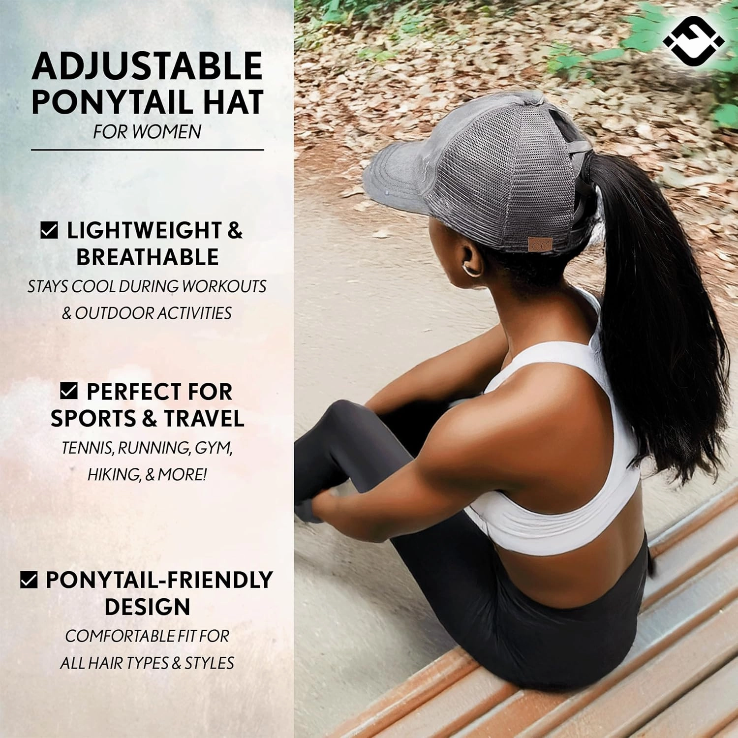 Funky Junque Women's Distressed Ponytail Mesh Trucker Cap - Criss Cross Elastic Bands