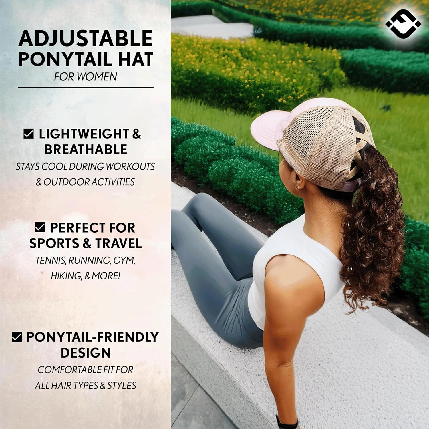 Funky Junque Women's Distressed Ponytail Mesh Trucker Cap - Criss Cross Elastic Bands