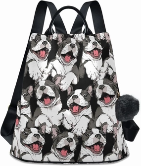 Fustylead Smiling Funny Boston Terrier Dog Women Fashion Backpack Purse Travel Ladies College Shoulder Bags