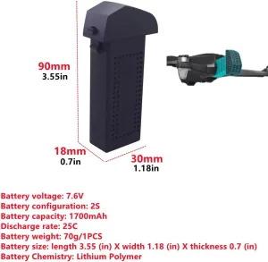 Fytoo 2PCS 7.6V 1700mah Lithium Battery for HS175D SYMA Z6 Z6pro Aerial Photography Folding Quadcopter Accessories Remote Control Helicopter Lithium Battery