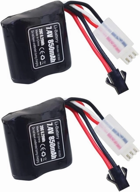Fytoo 2PCS 7.4V 850mAh SM-2P Plug Lithium Battery for Syma Q2 Q3 Skytech H100 T1 T02 H102 H106 H108 H120 Remote Control Boat High-Rate Battery Accessorie