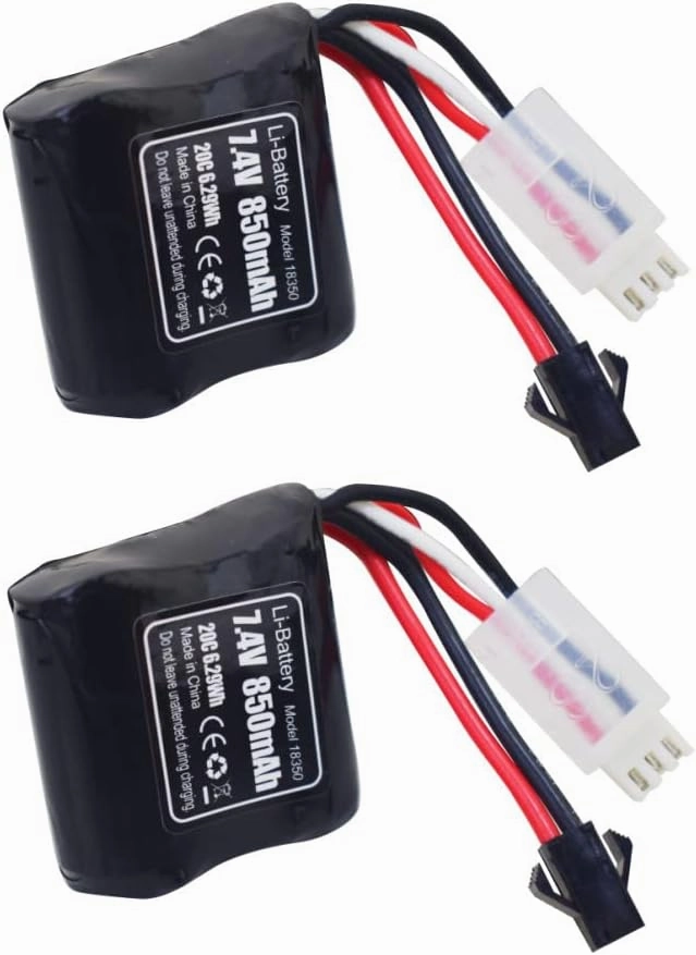 Fytoo 2PCS 7.4V 850mAh SM-2P Plug Lithium Battery for Syma Q2 Q3 Skytech H100 T1 T02 H102 H106 H108 H120 Remote Control Boat High-Rate Battery Accessorie
