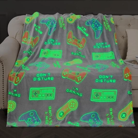 Gaming Blanket Toys Gifts for Boys - Glow in The Dark Game Controller Throw for Kids Age 1-14 Year Old Teens Child Toddler Son Birthday Christmas Valentines Easter Presents Gamer Room Decor 50"x60"