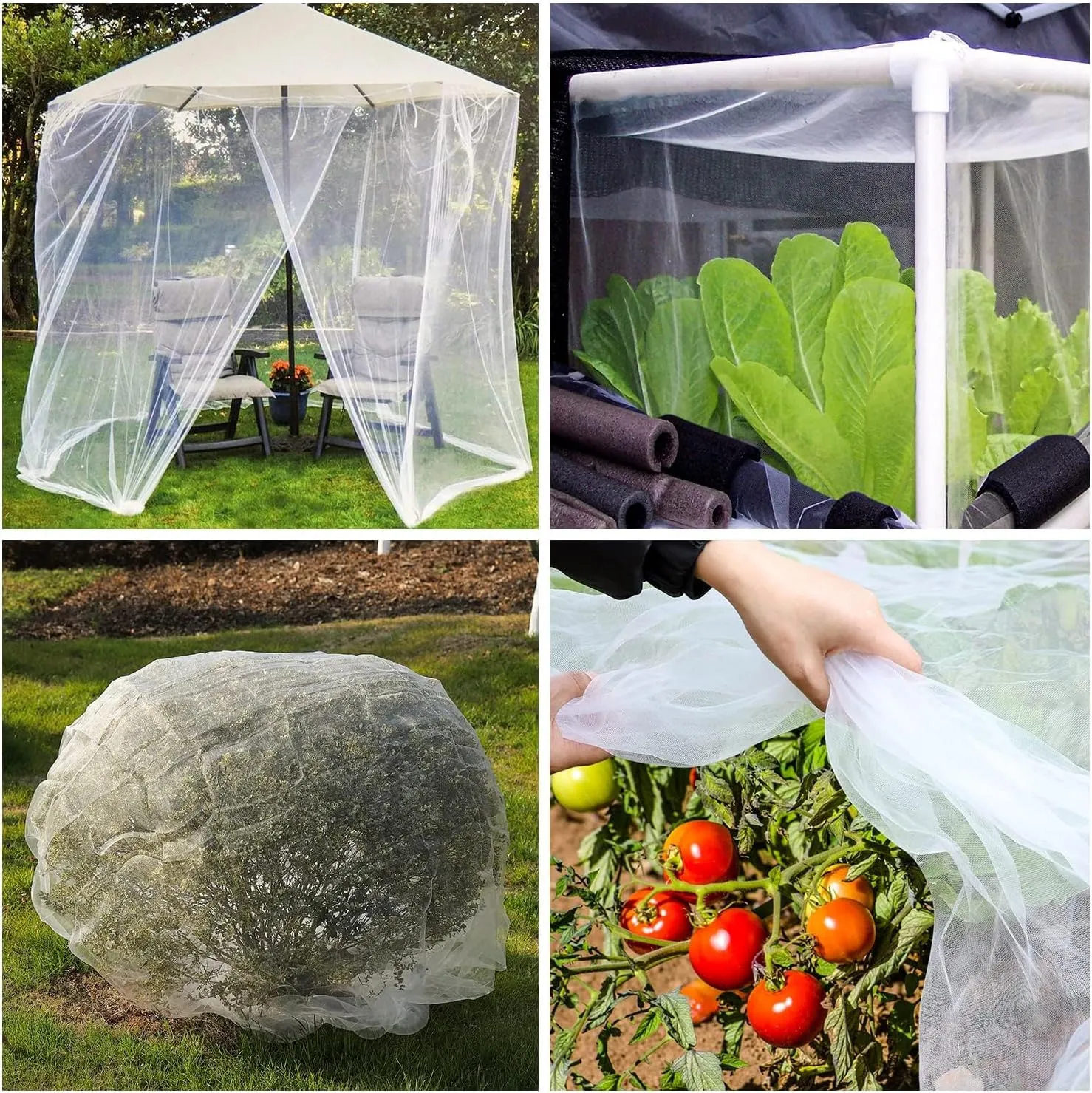 Garden Mesh Netting Kit, 10 * 30FT Ultra Fine Plant Netting Covers with 6 Pcs Garden Hoops & 18 Clips, Row Cover Net Protection for Tree Fruit Barrier Vegetable Fruits Flowers Shrubs Plant Covers Net
