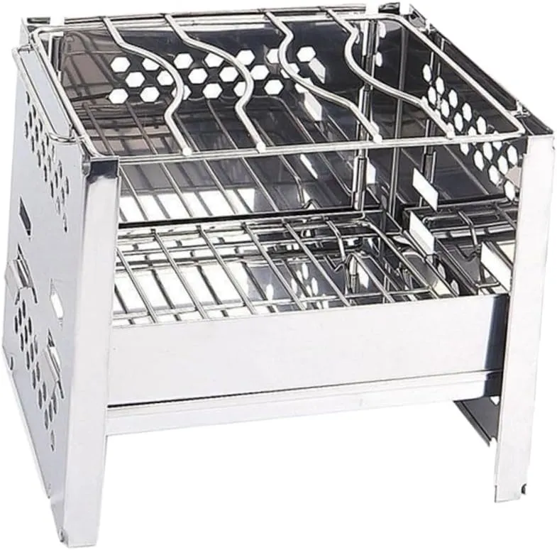 Garneck Burning Stove Portable Grill Collapsible Camping Cookware Stainless Steel Outdoor Cooking Solution