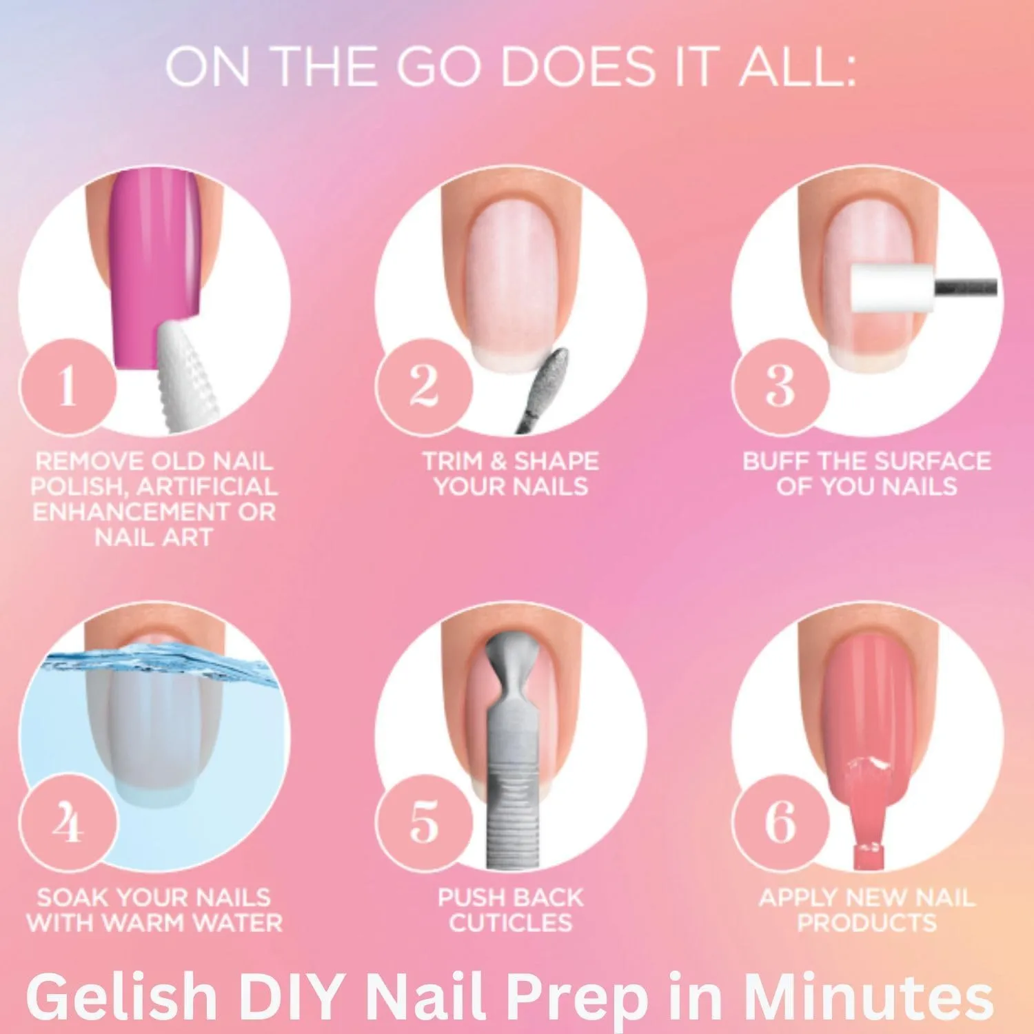 Gelish MINI On The Go Electric Nail File - Lightweight, Portable Nail Drill, Shaping, Filing, Gel Removal - 12 Interchangeable Bits & 6 Sanding Bands for DIY Manicures & Pedicures.