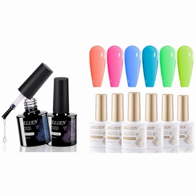 Gellen Base and Top Coat & 6 Color Gel Nail Polish