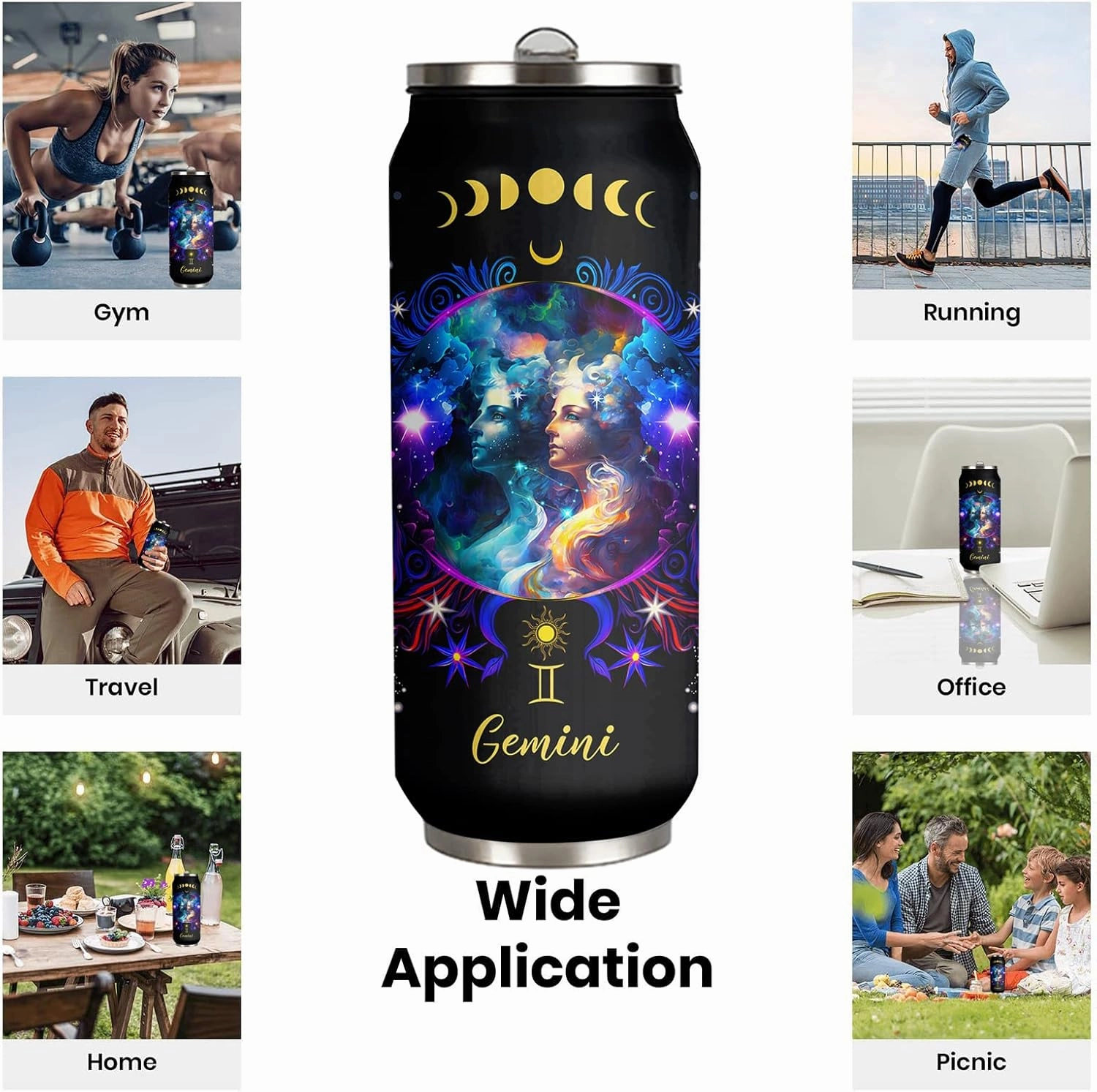 Gemini Constellation Tumbler Zodiac Stainless Steel Tumbler Men Women Astrology Fans Birthday Gifts Zodiac Tumbler With Straw Lid Coffee Mugs Car Cup - 17 Oz
